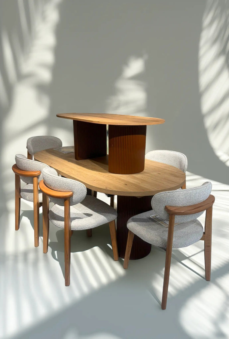 Table à manger + table basse + 6 chaises assorties Sky Home Literie