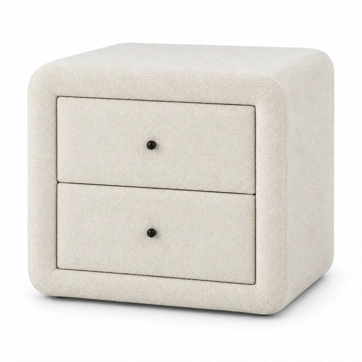 Table de Chevet MONACO Skybedd en tissu crème, vue de trois quarts